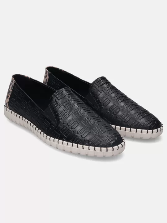 Bali Black Animal Print Casual Loafers | BAGATT Best Sale