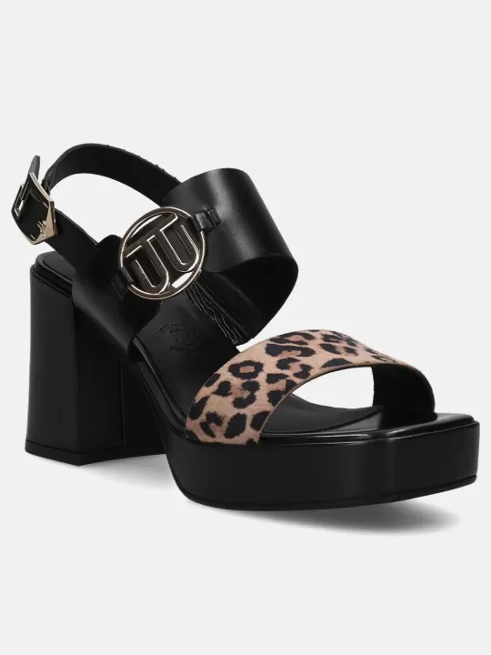 Cesena Black Animal Print Back Strap Heels | BAGATT Best