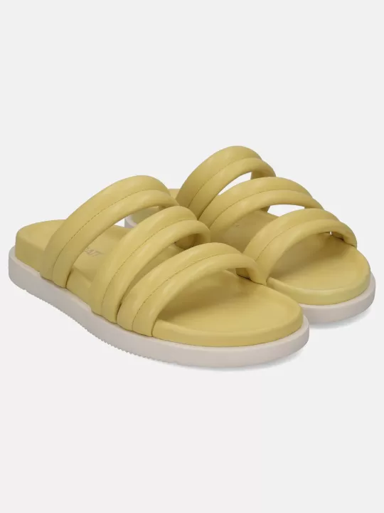 Chandra Yellow Leather Flatform Sandals | BAGATT Store