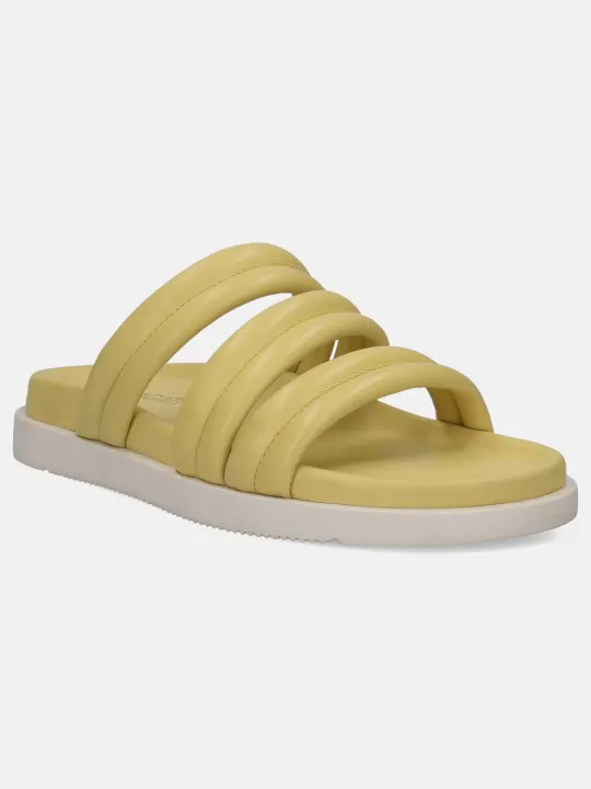 Chandra Yellow Leather Flatform Sandals | BAGATT Store