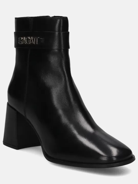 Crema Black Leather Ankle Boots | BAGATT Shop