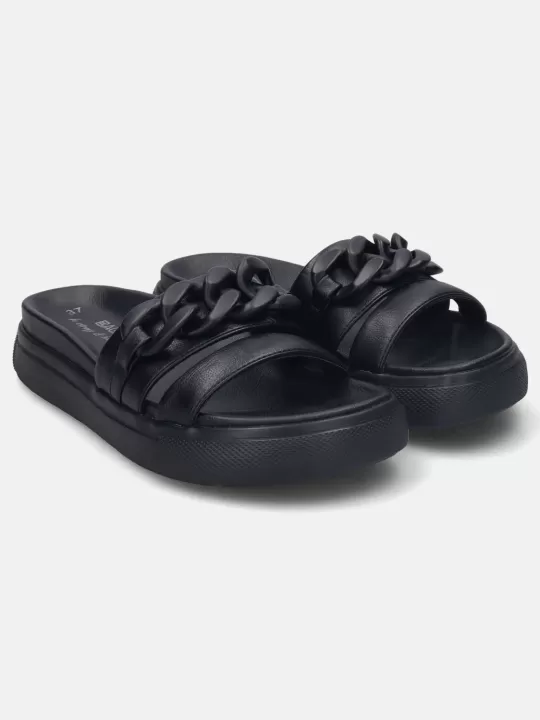 Dalia Black Flatform Sandals | BAGATT Best Sale