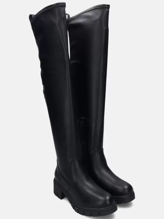 Elara Black Thigh-High Boots | BAGATT Online