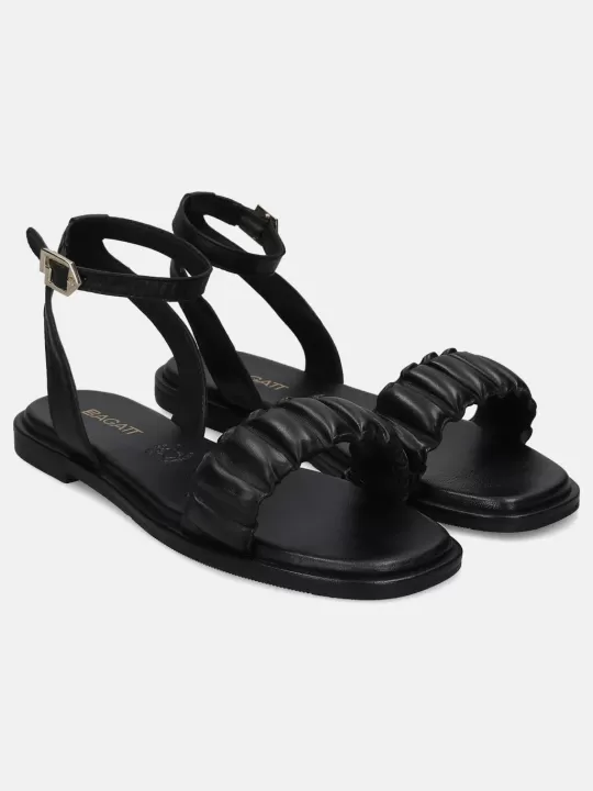 Flower Black Ankle Strap Sandals | BAGATT Discount