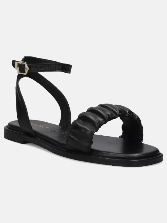 Flower Black Ankle Strap Sandals | BAGATT Discount