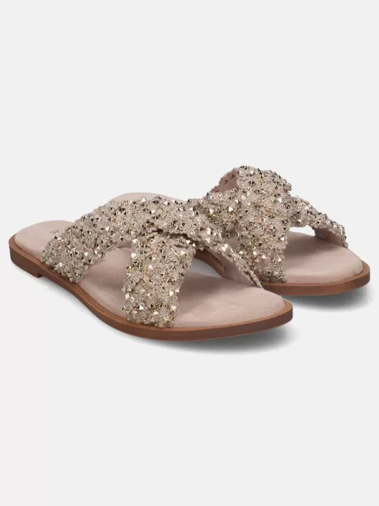 Goldy Beige Flat Sandals | BAGATT Online