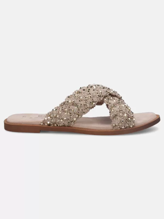 Goldy Beige Flat Sandals | BAGATT Online