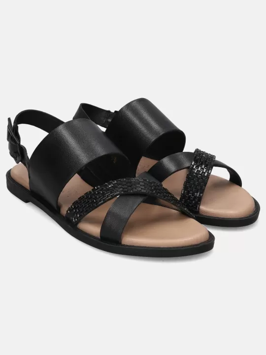 Goldy Black Back Strap Sandals | BAGATT Clearance