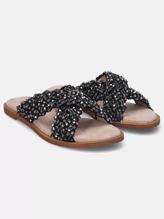 Goldy Black Flat Sandals | BAGATT Discount