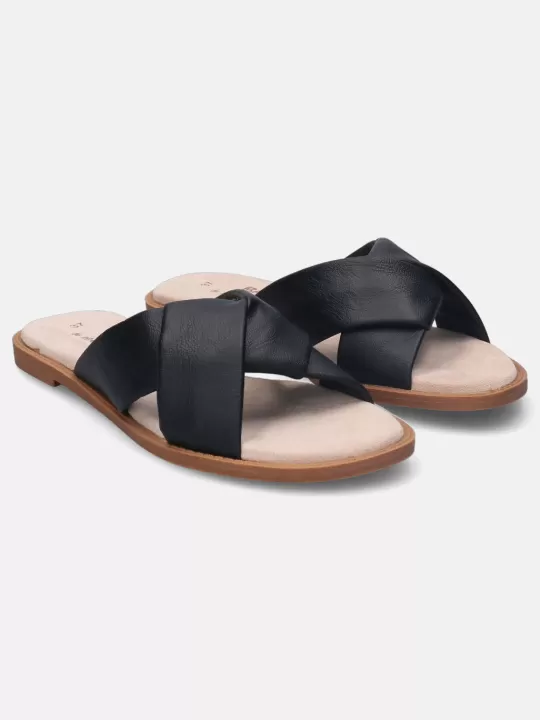 Goldy Black Flat Sandals | BAGATT Shop