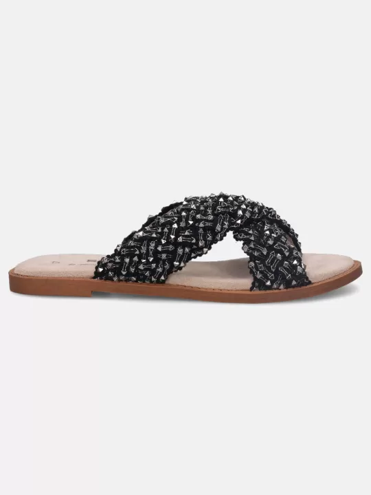 Goldy Black Flat Sandals | BAGATT Discount