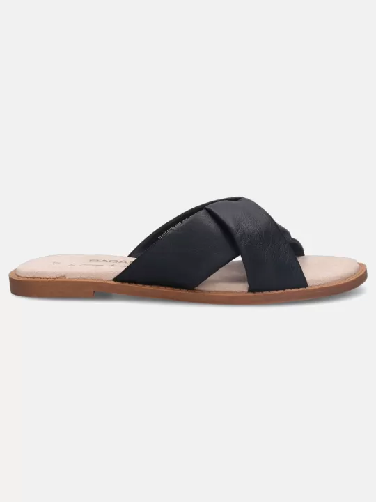 Goldy Black Flat Sandals | BAGATT Shop