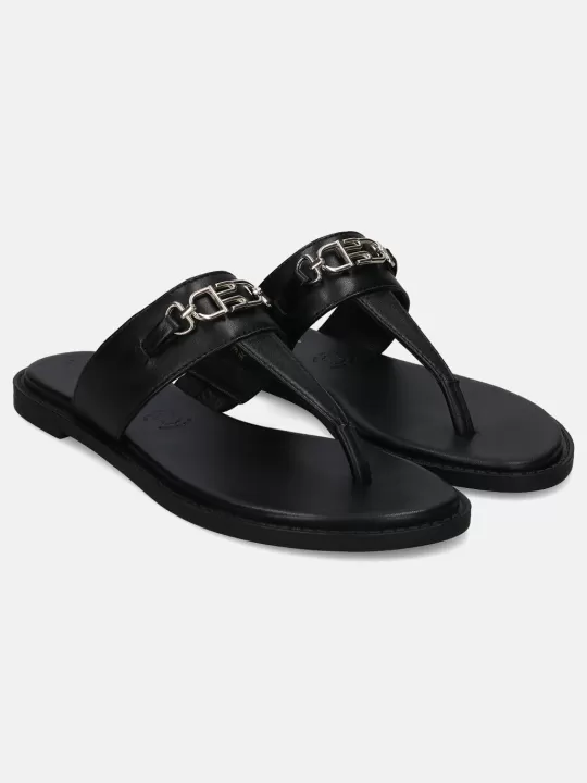 Goldy Black Thongs Sandals | BAGATT Sale