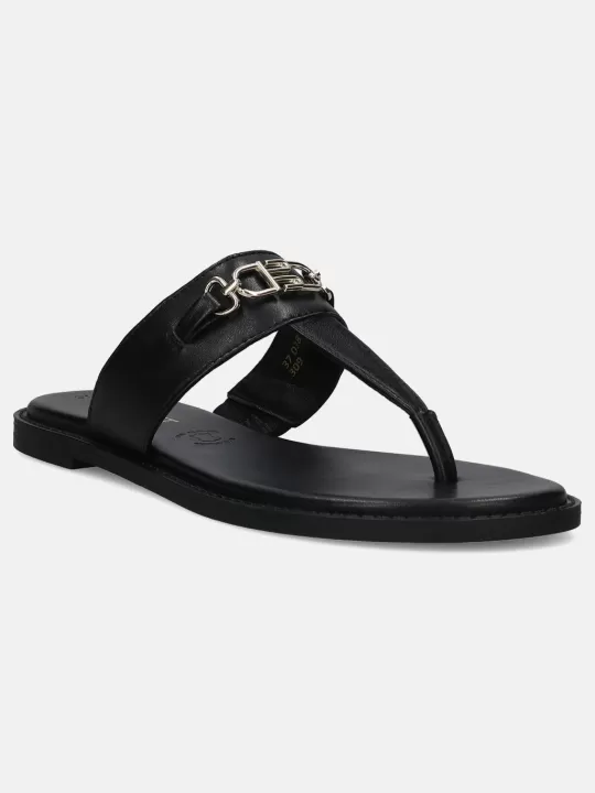 Goldy Black Thongs Sandals | BAGATT Sale