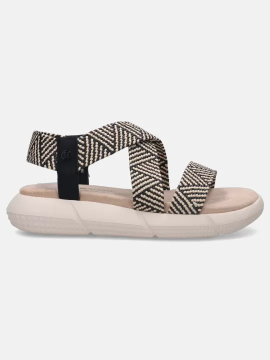 Jersey Black & Beige Flatform Sandals | BAGATT Hot