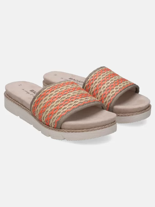 Kiko Beige & Orange Flatform Sandals | BAGATT Hot