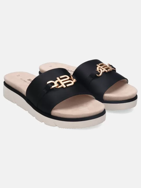 Kiko Black Flatform Sandals | BAGATT Online