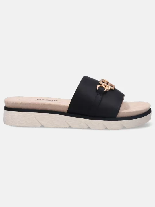 Kiko Black Flatform Sandals | BAGATT Online