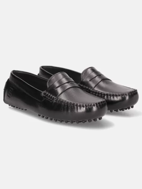 Lilly Black Leather Driver Shoes | BAGATT Best