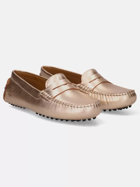 Lilly Gold Leather Driver Shoes | BAGATT Hot