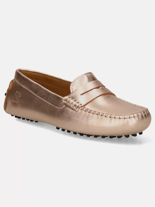 Lilly Gold Leather Driver Shoes | BAGATT Hot