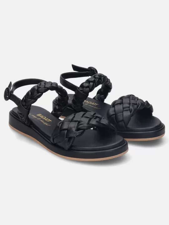 Ravenna Black Flat Sandals | BAGATT Outlet