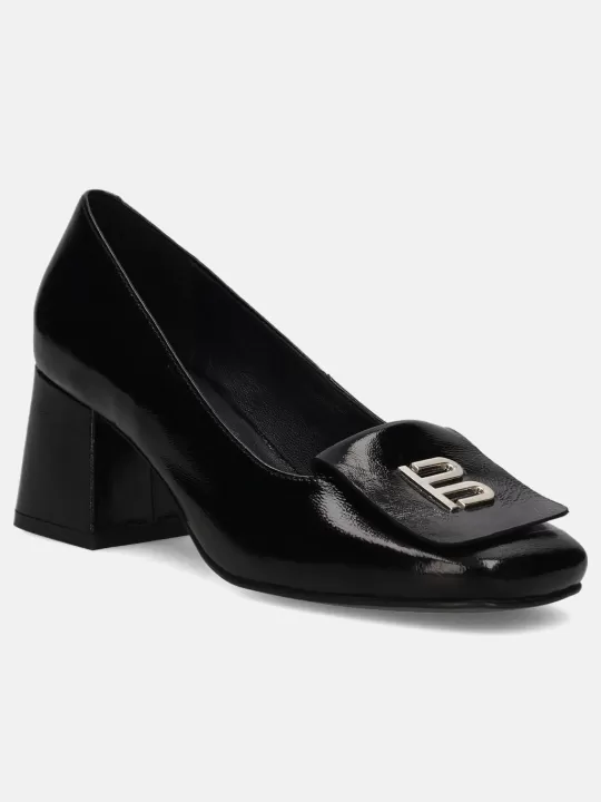 Sindy Black Leather Court Shoes | BAGATT Clearance