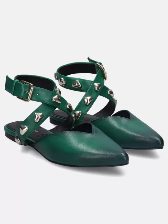 Tabea Dark Green Flat Sandals | BAGATT Fashion