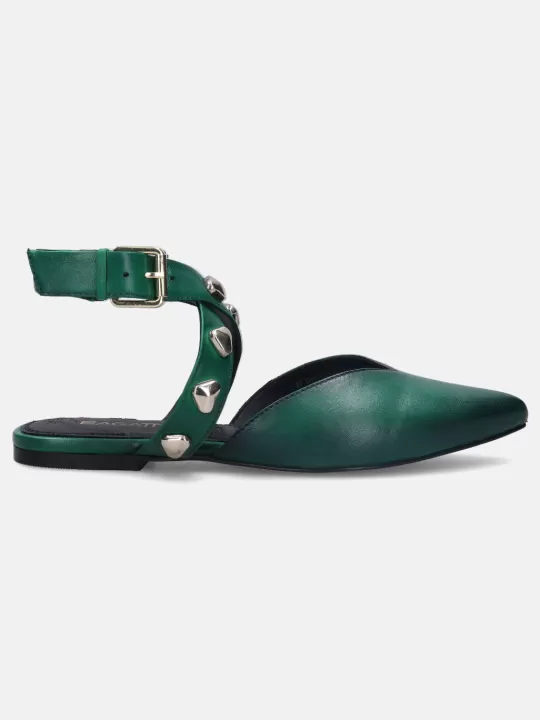 Tabea Dark Green Flat Sandals | BAGATT Fashion