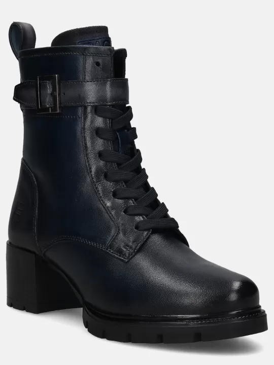 Yamila Dark Blue Leather Ankle Boots | BAGATT Cheap