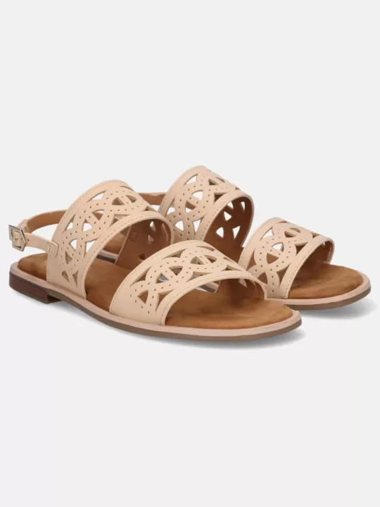 Yasha Beige Leather Back Strap Sandals | BAGATT Best Sale