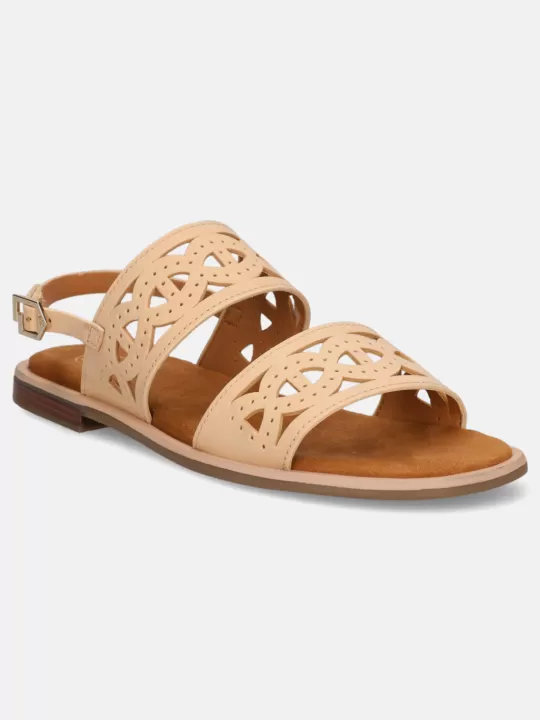 Yasha Beige Leather Back Strap Sandals | BAGATT Best Sale