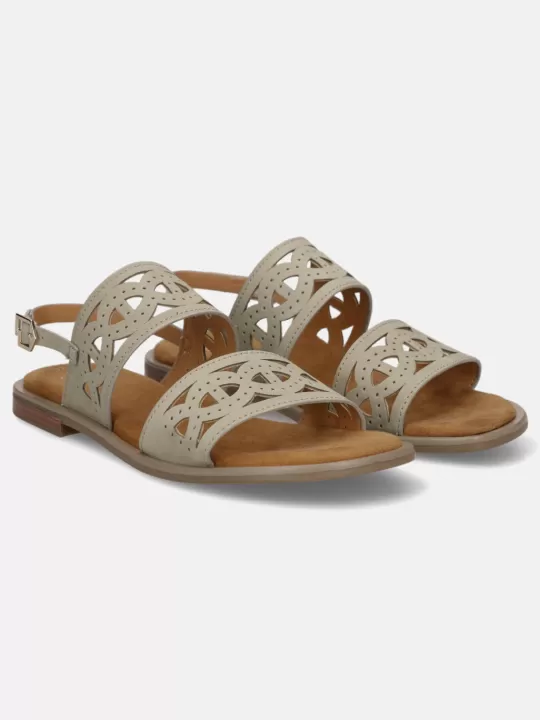 Yasha Light Green Leather Back Strap Sandals | BAGATT Outlet